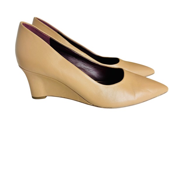 Franco Sarto Womens Leather Pointed Toe Wedge Pumps Bundle Tan Beige 2 Pairs 6M - Picture 7 of 12